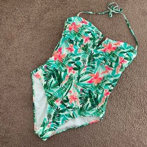 Tropical print one piece